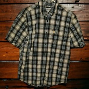 Carhartt Mens Medium Plaid Flannel Short Sleeve Shirt Blue Size M​